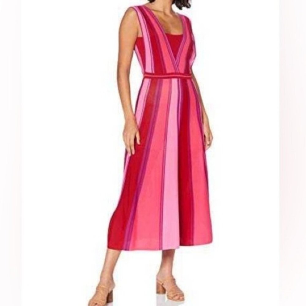 Pinko Tinos Pink Striped Dress Size Medium New Designer Romantic Party Feminine